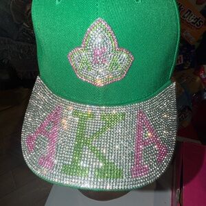 Green and Pink Rhinestone Cap
